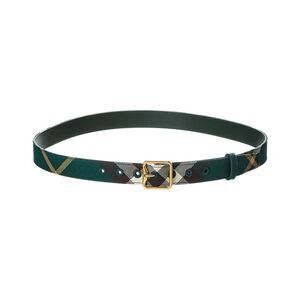 Burberry Check Canvas & Leather Belt, White